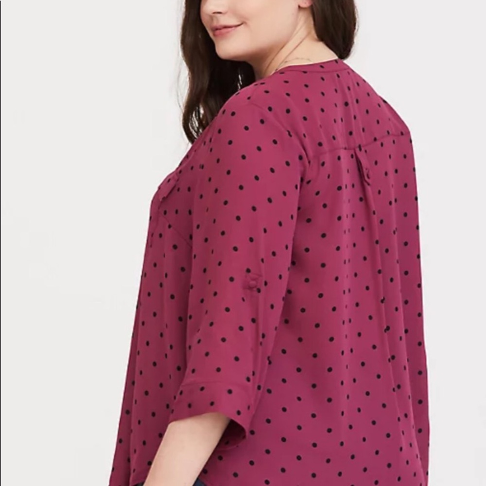 Torrid Harpe-Burgundy Georgette Blouse - Picture 3 of 7